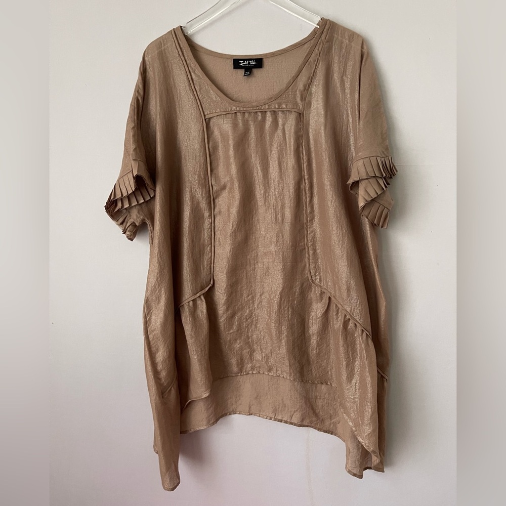 Gauzy Pearlescent Taupe Tunic Lagenlook‎ Top 14/16